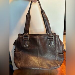 Fossil Genuine leather shoulder bag purse three compartments pockets